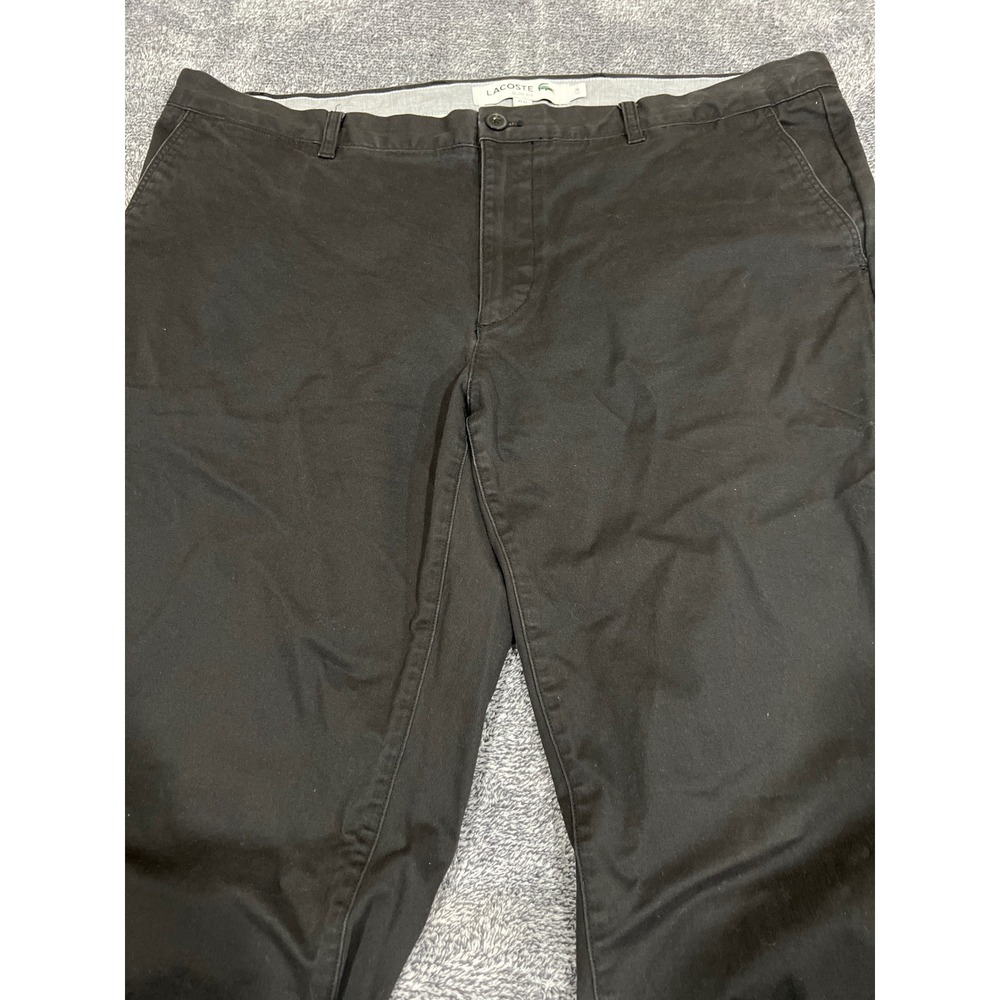 Lacoste Slim Fit Chino Pants Mens 42 x 31 Black Stretch Cotton Twill Trousers